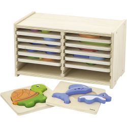 VIGA jigsaw puzzle rack with 12 puzzles