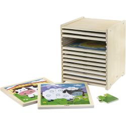 VIGA jigsaw puzzle rack with 12 puzzles