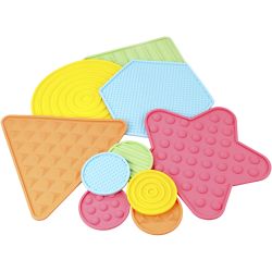 Tactile Touch Mats, H: 0,7 cm, dia. 10+26 cm, assorted colours, 10 pc/ 1 pack