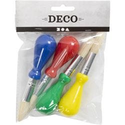 Kids Paint Brushes, L: 11,5 cm, W: 11 mm, dia. 13 mm, round, 4 pc/ 1 pack