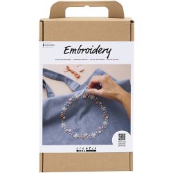 Craft Kit Embroidery, Tote bag, pigeon blue, 1 pack