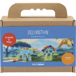 Mini Craft Kit Decoration, Dinosaur, red, blue, green, orange, 1 pack