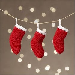 Mini Craft Kit Crochet , Christmas Socks, red/white, 1 pack