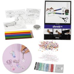Creative kit – Jewellery-making with beads and shrink plastic sheets