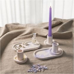 Starter Craft Kit Resin Casting, 3 candle holders and 2 trays, blue, light pink, white, 1 pack