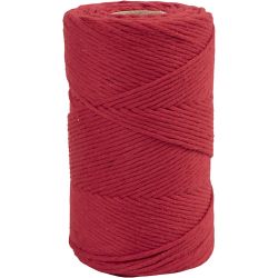 Macramé Cord, L: 198 M, dia. 2 mm, red, 330 g/ 1 roll