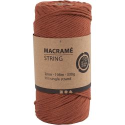 Macramé Cord, L: 198 M, dia. 2 mm, burnt orange, 330 g/ 1 roll