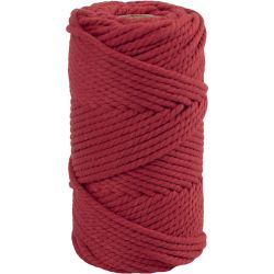 Macramé cord, L: 55 M, dia. 4 mm, red, 330 g/ 1 roll