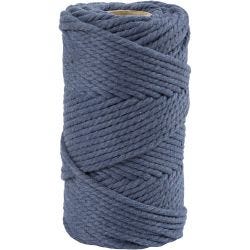 Macramé cord, L: 55 M, dia. 4 mm, blue, 330 g/ 1 roll