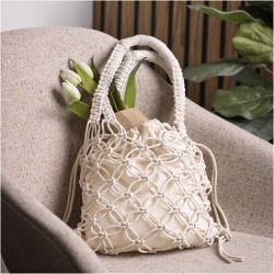 Craft Kit Macramé, Bag, white, 1 pack