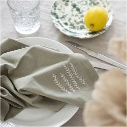 Mini DIY Kit Brodering, Serviett, støvete grønn, 1 pk.