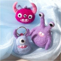 Mini DIY Kit Nålefilting, Monster, ass. farger, 1 pk.