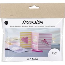 Mini Craft Kit Decoration, Cakes, pastel pink, pastel lilac, pastel yellow, 1 pack