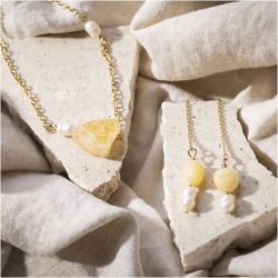 Mini Craft Kit Jewellery, Honey Calcite Necklace and Earrings, 1 pack