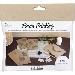 Mini Craft Kit Foam Printing, Card with doves, beige, 1 pack