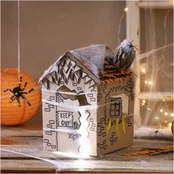 Maxi Craft Kit Decoration, Haunted house, black, light brown, orange, 1 pack