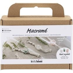 Mini Craft Kit Macramé, Key rings, matt transparent, dusty green, dusty rose, light natural, 1 pack