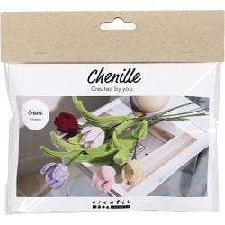Mini Craft Kit Pipe Cleaner Flower, Tulips, assorted colours, 1 pack