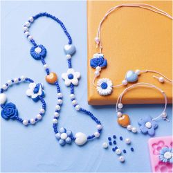Mini Craft Kit Jewellery, Flowers, assorted colours, 1 pack