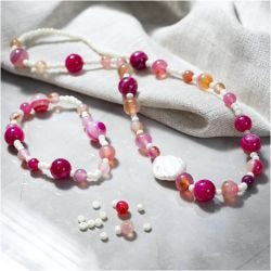 Mini Craft Kit Jewellery, Necklace and bracelet, pink, 1 pack