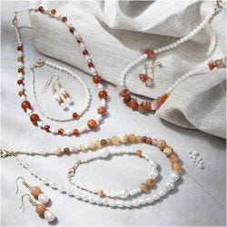 Craft Kit Jewellery, beige, burnt orange, white - mother-of-pearl, 1 pack