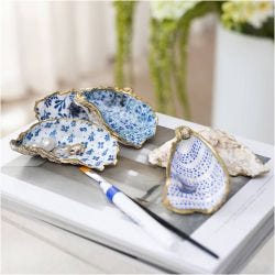 Craft Kit Decoupage, Oyster shells, blue, 1 pack