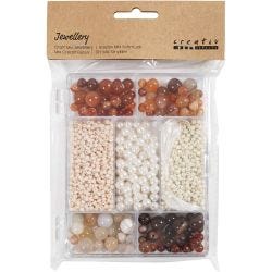 Craft Mix Jewellery, Agates, size 2,6-10 mm, hole size 0,8-1,8 mm, assorted colours, 1 pack