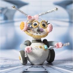 Mini Craft Kit Modelling, robot, grey, pink, 1 pack