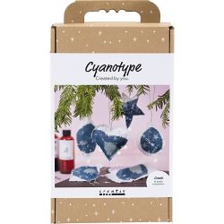 Craft Kit Cyanotype, Christmas decorations, blue, silver, 1 pack