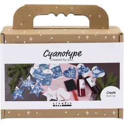 Mini Craft Kit Cyanotype, Gift labels, blue, silver, 1 pack