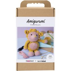 Craft Kit Amigurumi , Hedgehog, light rose, warm yellow, 1 pack