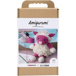 Craft Kit Amigurumi , Sheep, pink, off white, 1 pack