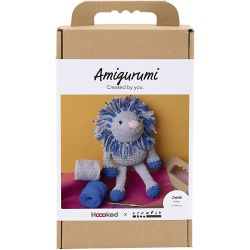 Craft Kit Amigurumi , Lion, navy blue, light grey, 1 pack