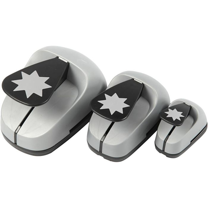 Craft Punch Set, grafical star, size 25+50+75 mm, 3 pc/ 1 pack