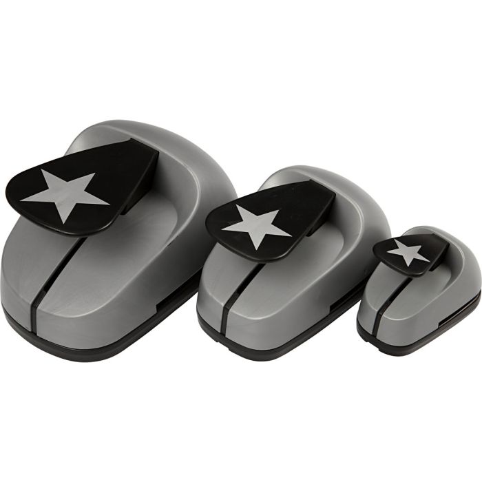 Craft Punch Set, star, size 25+49+75 mm, 3 pc/ 1 pack