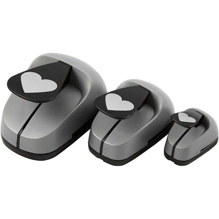 Craft Punch Set, heart, size 25+49+75 mm, 3 pc/ 1 pack