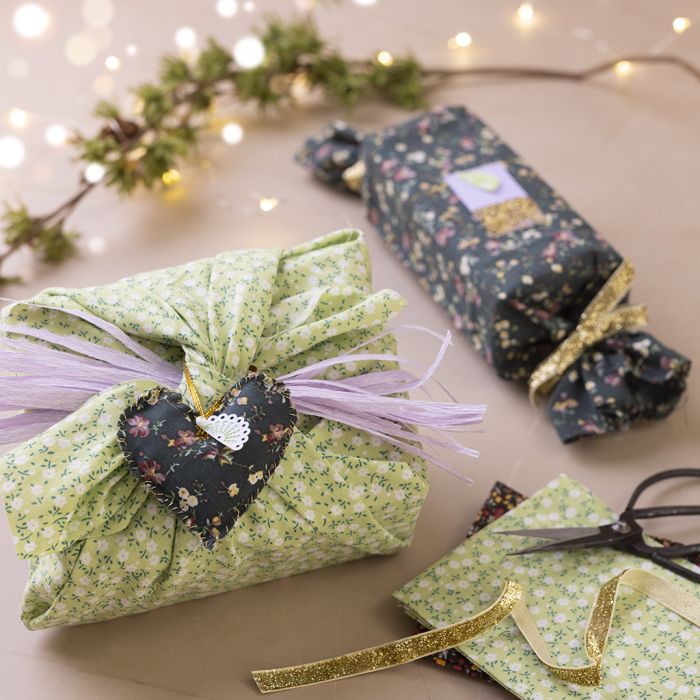 Gift box with patchwork fabric