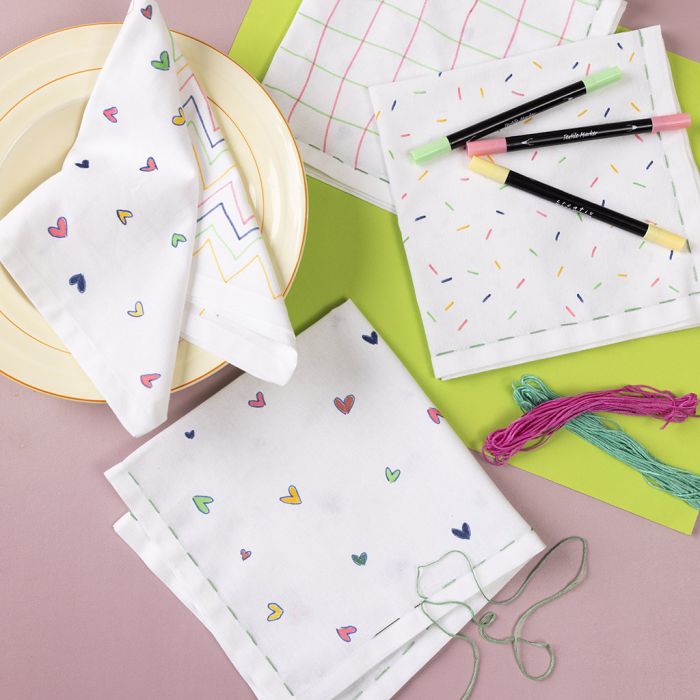 Fabric napkins with colourful designs