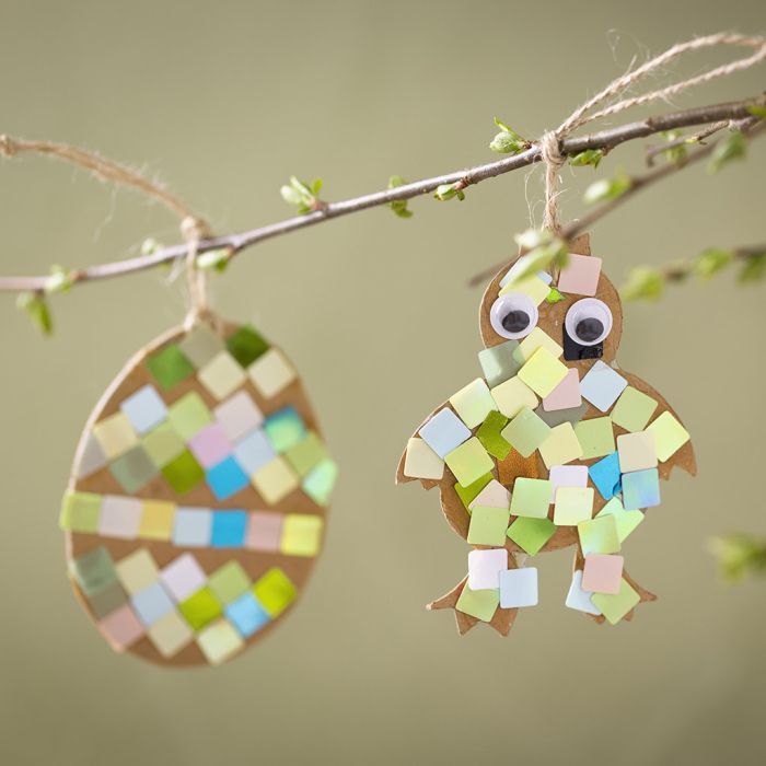 Easter Chicken and Easter Egg with Mosaics