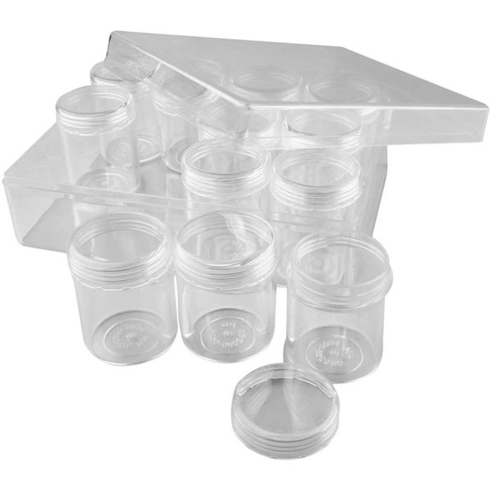 Storage Containers, H: 47 mm, dia. 37 mm, 35 ml, 12 pc/ 1 set