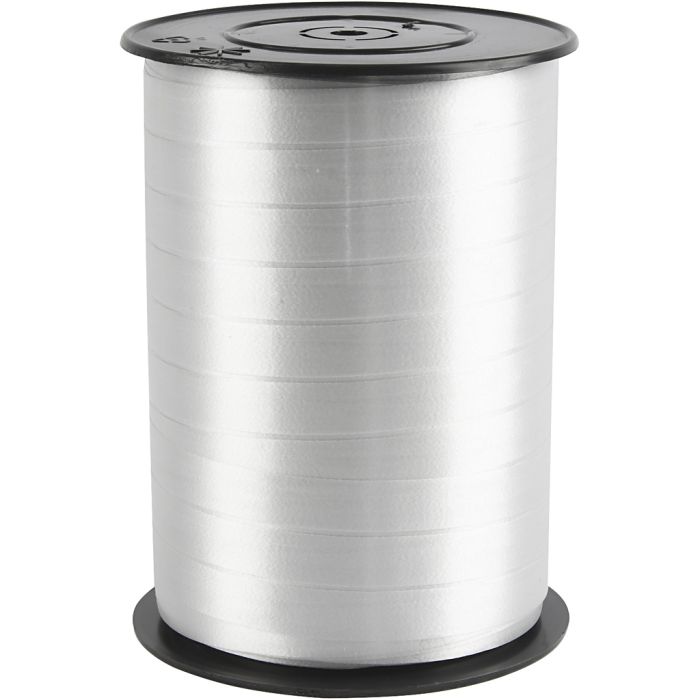 Curling Ribbon, W: 10 mm, glossy, silver, 250 m/ 1 roll