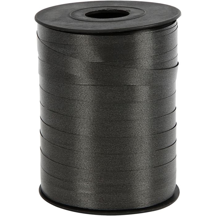 Curling Ribbon, W: 10 mm, glossy, black, 250 m/ 1 roll