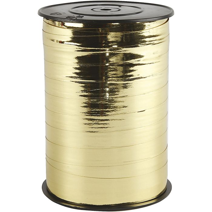 Curling Ribbon, W: 10 mm, glossy,metallic, gold, 250 m/ 1 roll
