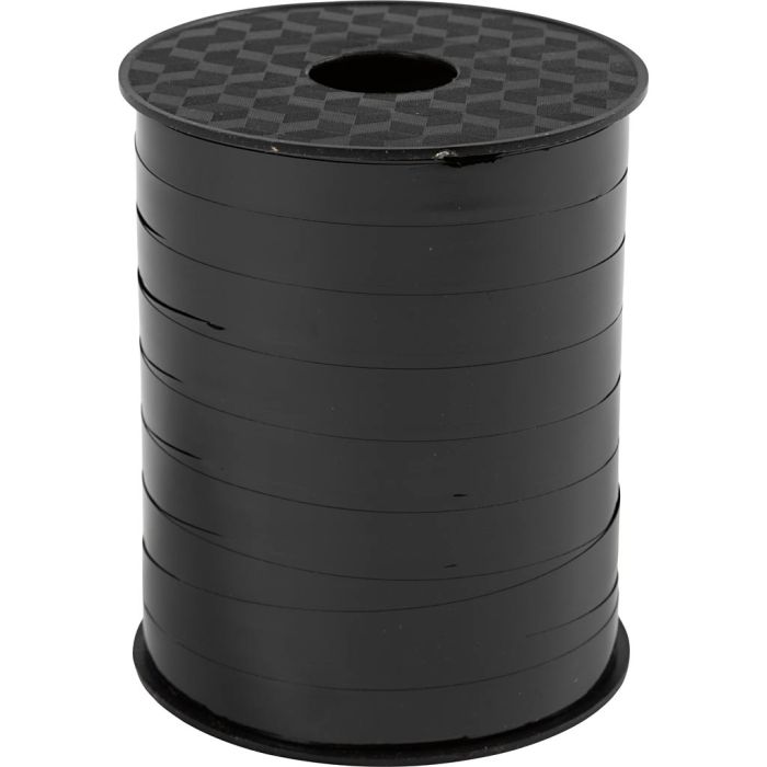 Curling Ribbon, W: 10 mm, glossy,metallic, black, 250 m/ 1 roll