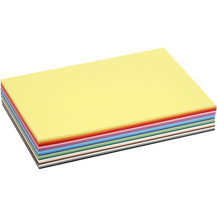 Coloured card, A4, sheet 210x297 mm, 180 g, assorted colours, 300 ass sheets/ 1 pack