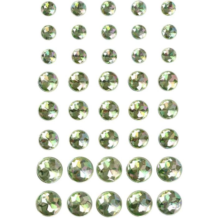 Rhinestones, size 6+8+10 mm, green, 40 pc/ 1 pack