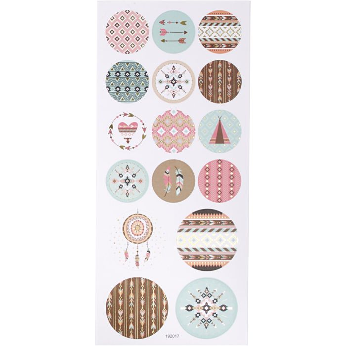 Stickers, Native American, W: 30+40 mm, sheet 10x23 cm, ca. 16 pc, 1 sheet