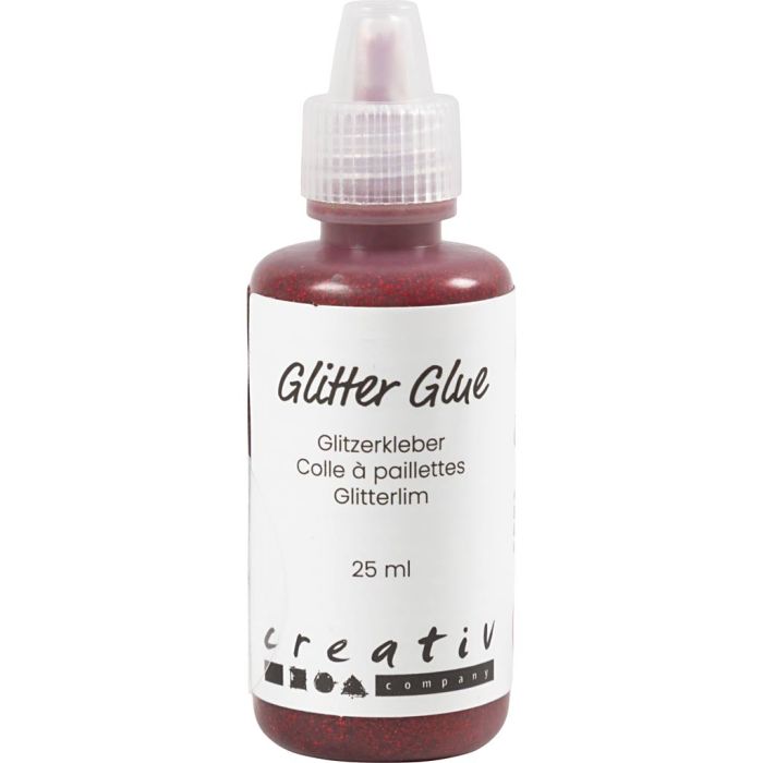Glitter Glue, red, 25 ml/ 1 bottle