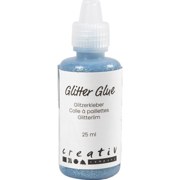 Glitter Glue, light blue, 25 ml/ 1 bottle