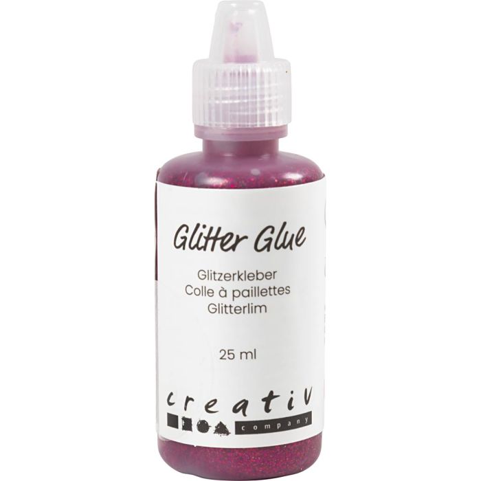 Glitter Glue, pink, 25 ml/ 1 bottle